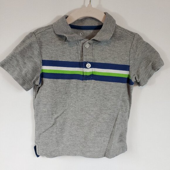 Old Navy Grey Shrt Slv Collared Quarter Button Boys Shirt Sz 18-24Mnth - Picture 1 of 7
